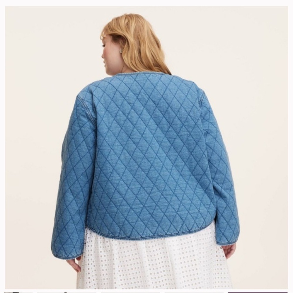 Kate Spade X Target Blue Chambray Quilted Women's Jacket w/ pearl buttons - Picture 10 of 10